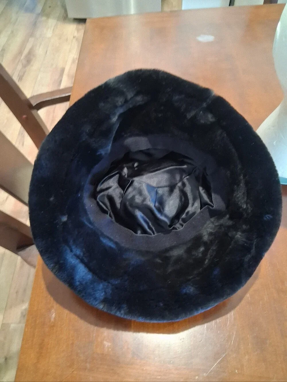 Plush Black Faux Fur Bucket Hat